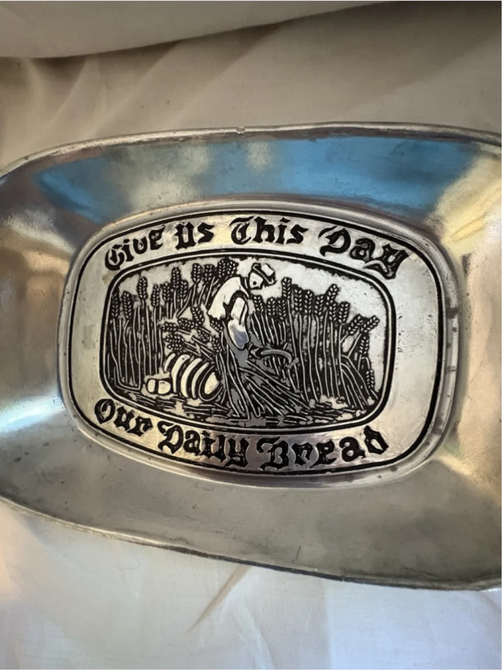 Vintage Wilton Armetale Pewter Bead Tray And/or Decor Spiritual Christianity
